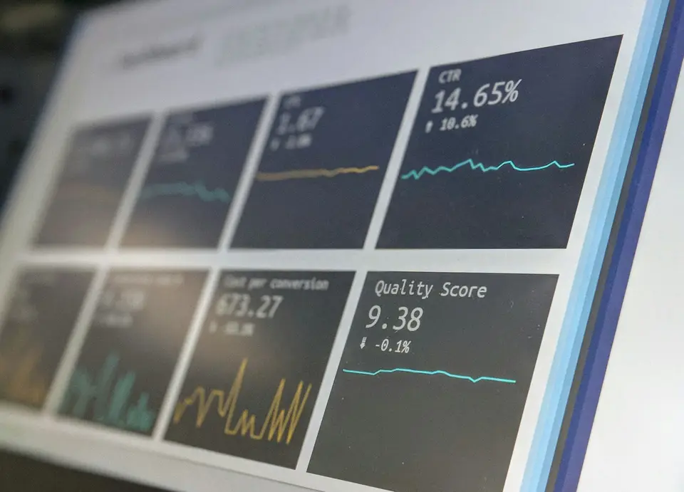 Analytics dashboard showing performance charts and scores